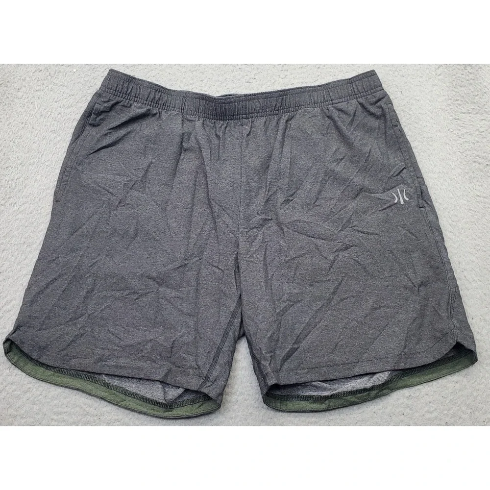 Rhone Athletic Shorts‎ Mens Gray Nylon Stretch Unlined Gym Workout Elastic Waist